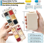 14 Grids Travel Pill Organizer Box with 415-Pcs Medicine Name Labels - Pocket Daily Pharmacy Case Container Kit - Travel Medication Holder Dispenser for Fish Oil Vitamin Supplement Storage - Khaki