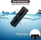 Pill Case 2 Times a Day - Portable Metal Pill Box Daily Waterproof Travel Pill Container, Pill Holder Organizer for Vitamin/Fish Oil/Supplements, 1 Pack Pill Box