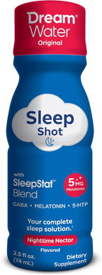 Dream Water Sleep Aid Supplement Drink; Melatonin 5mg, GABA, 5-HTP; Zero Sugar, Natural Flavors, No Added Colors, 2.5 oz Liquid Sleep Shots, Nighttime Nectar, 12-Count