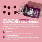 Saw Palmetto for Women with 2500mcg Biotin - DHT Blocker and Hair, Skin, Nail Health Gummies - 60 Count - Supports Stronger and Fuller Looking Locks and Radiant Skin - Vegan, Non-GMO, 1 Month Supply
