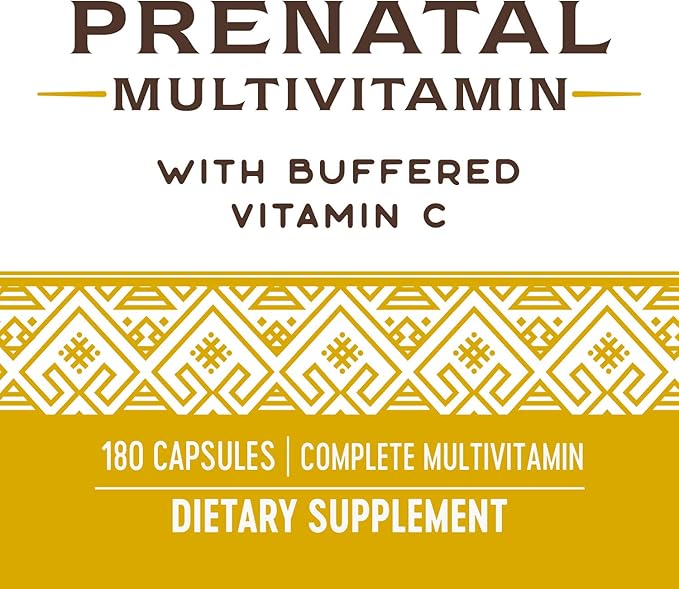 Nature's Way Prenatal Multivitamin, with Folate for Healthy Brain and Spinal Development*, Buffered Vitamin C, B-Vitamins, 180 Capsules (Packaging May Vary)