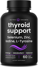 NutraChamps Thyroid Support & Adrenal Support Supplement 2-in-1 Formula with Iodine & Ashwagandha for Energy, Metabolism, Focus, Adrenal Fatigue & Stress Relief, Cortisol Balance for Women & Men