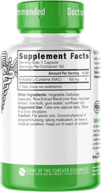 Nutri NAC Supplement N-Acetyl Cysteine 600 mg - Anti Aging Supplement, Antioxidant, Liver, Lung Support, Boost Glutathione - 60 Capsules - Free Radical Protection - 3rd Party Tested - GMP Certified