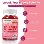 Sugar Free Collagen Gummies with Vitamin C Vitamin E Support Natural Collagen Production, Healthy Hair, Nails and Bones,Peach Flavor,60 Gummies for 30 Days Supply