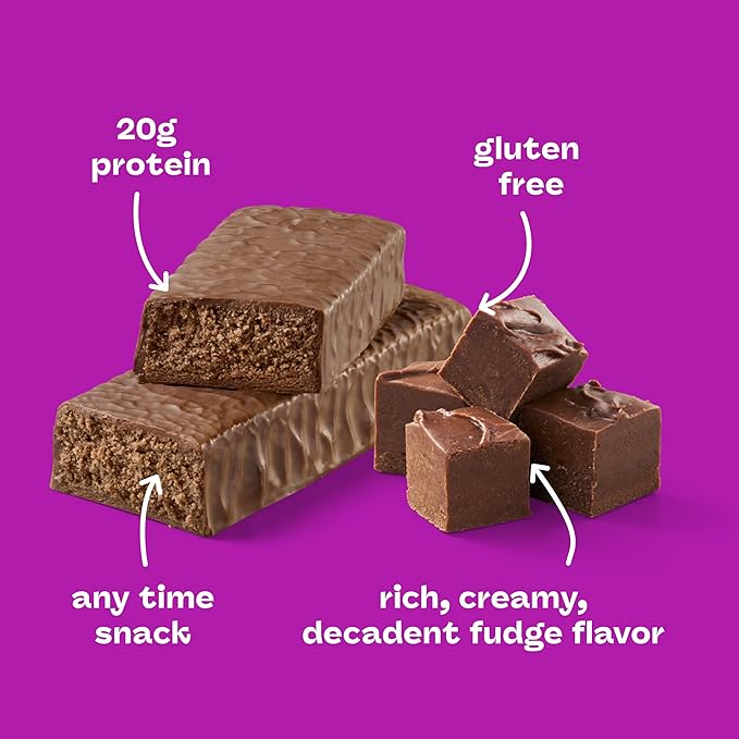 think! Protein Bars, High Protein Snacks, Gluten Free, Kosher Friendly, Chocolate Fudge, Nutrition Bars, 2.1 Oz per Bar, 10 Count (Packaging May Vary)