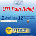 Uristat Ultra Strength Urinary Tract Infection Treatments and Test Relief Kit – 1 UTI Test Strip & 12 Cranberry Flavor Relief Tablets to Ease Urinary Pain, Burning & Urgency