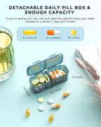 Am Pm Pill Organizer, Weekly Pill Box 2 Times A Day - Acedada 7 Day Pill Organizer with 7 Separate Containers, Portable Daily Medicine Dispenser Case for Vitamin, Fish Oils, Supplements, Stylish Blue