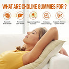 Choline Supplement Gummies Sugar Free, 500mg Choline Bitartrate Per Serving, Brain Health, Liver Support, Focus & Energy, 60 Gummies