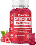 Calcium Gummies + Magnesium & Zinc with Vitamin D3 & K2, High Absorption Calcium Supplement for Bone, Teeth & Immune Support, Non GMO, Vegan, 60 Count