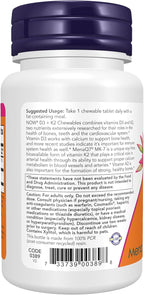 Now Foods, D3 K2 Chewables, 90 Chewables Tablets