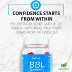 BBL Gummies for Women - Peach Growth Support with Collagen, Herbal Blend & Biotin, Fitness Multivitamins for Natural Curves, Confidence, Vegan & Cruelty Free - Natural Strawberry Flavor (60 Count)