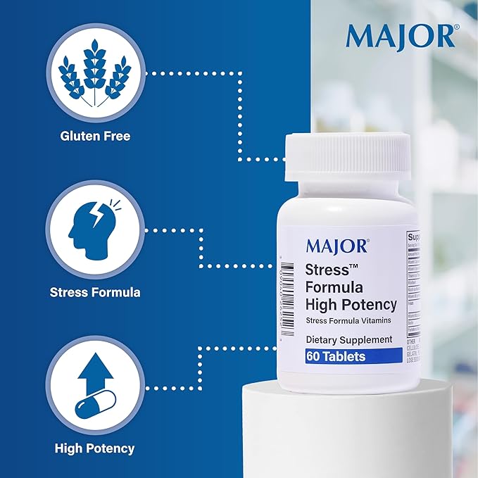 MAJOR Stress Formula - High Potency Stress Formula Vitamins - Dietary Supplement - 60 Tablets