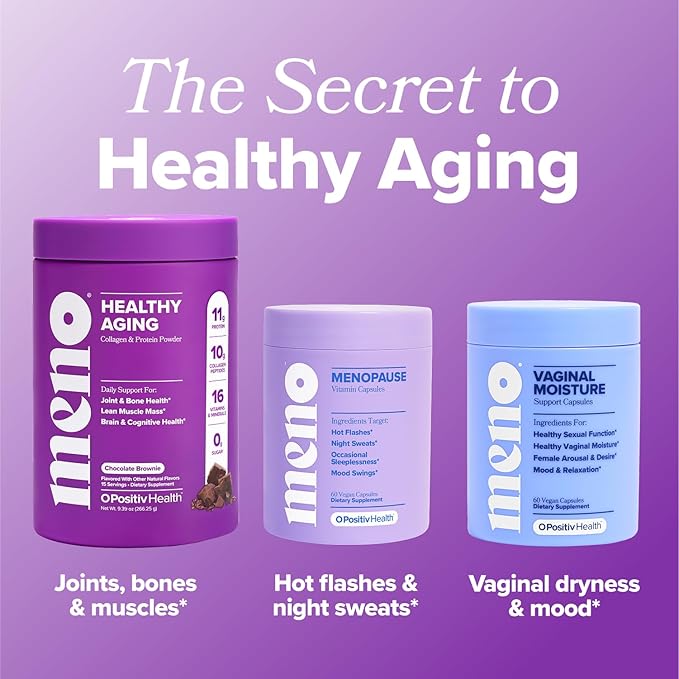 MENO Healthy Aging Collagen & Protein Powder – Support Joint & Bone Health, Lean Muscle Mass, Cognition, Skin & Hair Health – Whey Protein & Collagen – Chocolate Brownie Flavor - 15 Servings