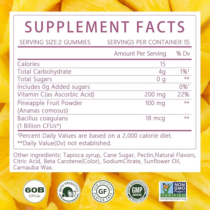 Premium Diamond Feminine Balance Gummies-pH Balance with Prebiotics & Lactobacillus Probiotic Blend&Hawaiian Pineapple Immune Support,Vegan& Non-GMO（30 Gummies）