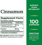 Nature's Bounty Cinnamon Capsules, Herbal Supplement, Supports Sugar Metabolism, 1500mg, 100 Capsules (Pack of 2)