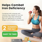 Iron Gummies with Multivitamin, Iron Supplement for Women & Men with Zinc, Vitamin B Complex & C, B12, Folate - Blood Builder & Energy Support for Adults & Kids - Pineapple Flavor, Vegan 60 Gummies