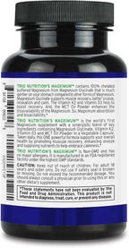 Trio Nutrition MagX Magnesium Glycinate, Vitamin D3, Vitamin K2 & MCT Oil | Chelated Magnesium Supplement | Calm, Relaxation & Recovery | Be Well Rested & Start Your Day with Magximum