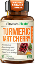 Turmeric Curcumin Supplement with 10:1 Tart Cherry Extract & Celery Seed Extract – Natural Uric Acid Balance, Joint Health & Sleep Aid – Turmeric Curcumin with Black Pepper – 180 Tart Cherry Capsules