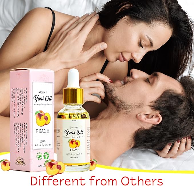 MERICH Natural Yoni Oil for Women | pH Balancing Vaginal Detox Oil, Peach | Rejuvenating Formula for Dark Spots & Ingrown Hair | Odor Eliminator & Gentle Cleansing Feminine Care | 1 oz