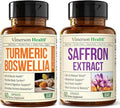 Boswellia Turmeric Curcumin Supplement + Pure Saffron Supplements for Women & Men Bundle – Supports Joint Health, Mood & Calm, Eye Health – with Ginger Root, Organic Turmeric Powder, Saffron Extract