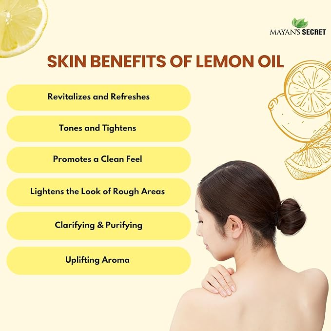 Pure Carrier and Essential Oils for Skin Care, Hair, Body Moisturizer for Face-Anti Aging Skin Care (Lemon Oil, 4oz)