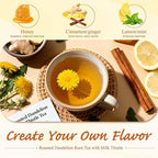 WT WEETEE Roasted Dandelion Root Tea with Milk Thistle, 50 Count Caffeine Free Herbal Tea Bags for Liver Cleanse, Naturally Roasted, Coffee-Like Flavor – Detox Herbal Blend