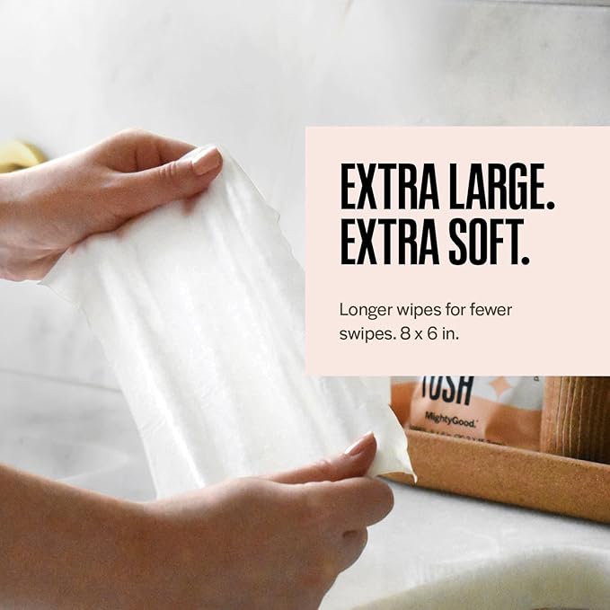 Wipe That Tush On-The-Go Flushable Wipes - 4 Packs of 30 Individually Wrapped Wipes, 120 Total - Fragrance Free - Extra Large & Soft - Hypoallergenic With Aloe & Vitamin E - Septic-Safe