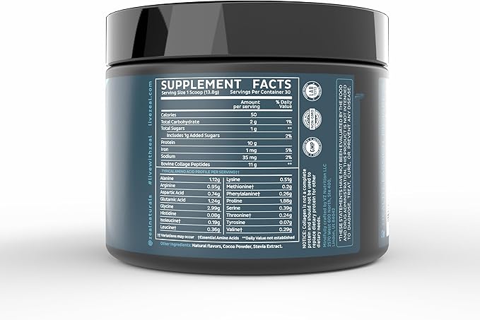 Zeal Naturals Hydrolyzed Collagen Peptides Powder, 10g Protein | Grass-Fed Collagen for Women & Men | Essential Amino Acids | Hair, Skin, Nails, Bone Health | 30 Servings, Pure Chocolate