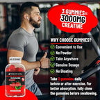 Creatine Monohydrate Gummies - 3g Serving, Sugar Free, 90 Count, Non-GMO, Designed for Men & Women, Gluten Free, Non Bloating - Vegan, Halal, Kosher. (90 Units, Strawberry)