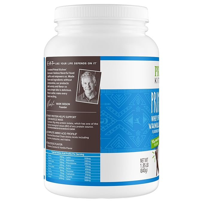 Primal Kitchen Primal Fuel Vanilla Coconut Whey Protein Drink Mix, Gluten and Soy Free, 1.85 Pounds