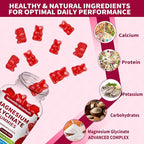Magnesium Glycinate Gummies 1000mg - Sugar Free Magnesium Potassium Supplement for Relaxation, Calm, Stress Relief, and Sleep Support for Adults & Kids - 60 Raspberry Gummies