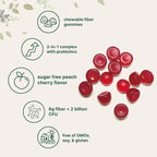 Micro Ingredients Fiber Gummies with Probiotics, 120 Count | 6g Per Serving + 2 Billion CFU | Sugar Free Peach Cherry Flavor | High Fiber Supplement for Women & Men | Non-GMO, Gluten Free