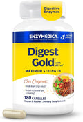 Enzymedica Digest Gold + ATPro, Maximum Strength Enzyme Formula, Fast-Acting, Helps Digest Large Meals, Prevents Bloating and Gas, 180 Capsules