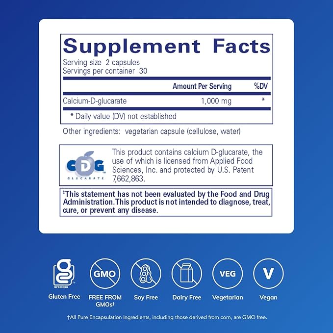 Pure Encapsulations Calcium-D-Glucarate | Supplement to Support Cellular Health in the Liver, Lungs, Breast, and Colon* | 60 Capsules