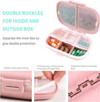 2 Pack Pill Case Organizer,Travel Pill Box with Label, Daily Medicine Organizer Case, Waterproof Pocket Container Case, Portable Pink Supplement Case Medicine Container Compact for for Vitamin