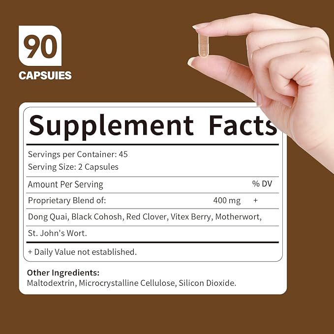 HERBENENERGYflow Dong Quai Capsules, 90 Count. Women Health Supplement for Menopause Relief | Female Balance & Hot Flashes Relief. | Non-GMO, Vegetarian Capsules w/Black Cohosh Red Clover.