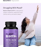 Nootrix Organic Plant 5 HTP+ Supplement | Supports Memory, Mental Focus, Cognitive Health & Energy | Promotes Healthy Mood & Brain Function | Vitamin B6 & L Theanine | 240 Capsules