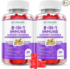 Immune Support Gummies – 8-in-1 Formula Herbal Supplements with Astragalus, Elderberry, Quercetin, Bromelain, Echinacea, Vitamin C, D3 and Zinc for Everyday Balance, Raspberry Flavor, 120 Count