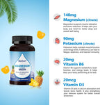 Biobor Potassium Magnesium Citrate Gummies, Magnesium Gummies Supplements with Vitamin D3, B6, Electrolyte Balance & Muscle, Stress Relaxation Support (60 Count (Pack of 1), Pineapple)
