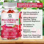 Magnesium Glycinate Gummies 400 mg with 100 mg Composite magnesium - Chelated Magnesium Potassium Supplement with Vitamin D, B6 Supports Calm, Sleep, Memory & Muscle Cramps,Sugar Free - 180 Gummies