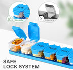 2-Pack Large Waterproof 7-Day Pill Organizer - Extra Large AM/PM Pill Boxes for Vitamins, Fish Oils & Supplements, Portable Daily Medication Dispenser