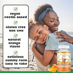 Magnesium Complex Gummies for Kids & Adults- Magnesium Glycinate Supplement- Support Calm Stress Relief, Bones, Mood Vegan- Sugar-Free Orange Flavor, 60 Gummies