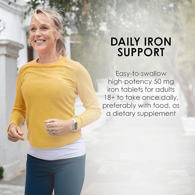 Mason Natural Slow,Release Iron (Ferrous Sulfate) 50 mg Tablets, 180 Day Supply, High Potency Supplement, Gentle on Stomach, 1 Pack