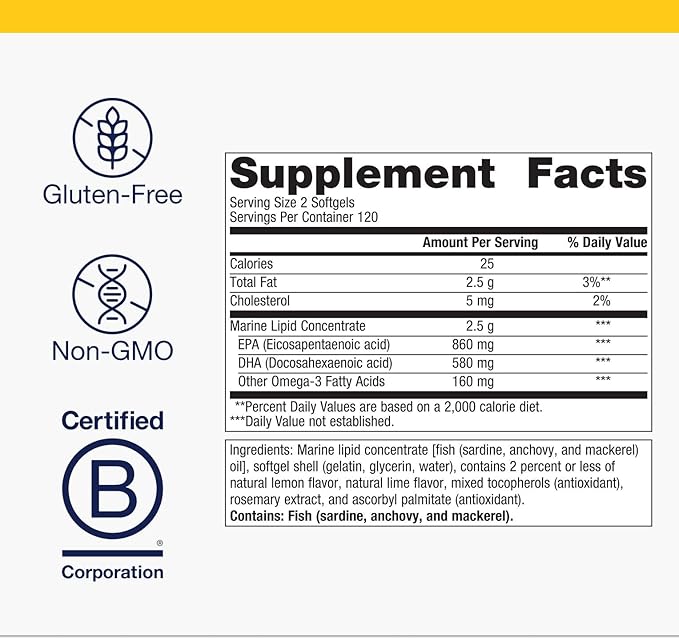 Metagenics OmegaGenics Fish Oil EPA-DHA 720 mg - High Potency Omega-3 Supplement* - Supports Heart, Joint, Brain & Immune Health* - Sustainably Sourced, Purity-Tested Fish Oil - 240 Softgels