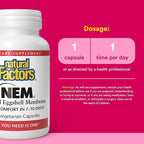 Natural Factors, NEM Natural Eggshell Membrane, Promotes Joint Comfort and Flexibility, 60 Capsules