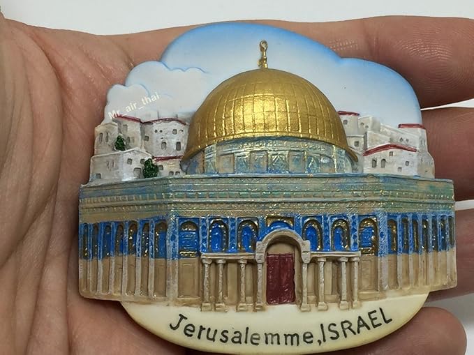 WitnyStore Tiny Dome of The Rock at Al-Aqsa Mosque Old City of Jerusalem, Israel Western Asia Tourist Attractions Resin Refrigerator Magnet Traveler Souvenir Gift Memento 3D Fridge Magnets