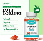 Ginkgo Biloba Gummies for Women and Men, Brain Supplement Improve Better Mood and Focus, Vegan Mixed Berry Flavor 60 Count