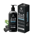 Skin Elements 2-in-1 Body Wash & Intimate Wash for Men| Deep Cleansing Shower Gel| Infused with Activated Charcoal & Neem Extracts| Thicker Consistency | Controls Odor| All Skin Types | 16.9 fl oz