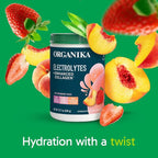 Organikа Electrolytes with Enhanced Collagen Powder for Women & Men - 13 oz - Strawberry Peach-Flavored Effervescent Electrolyte & Collagen Drink Mix - Deep Hydration, Mobility, Skin, Hair, & Nails