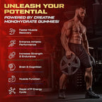 KUKALY Creatine Monohydrate Gummies for Men & Women, 9000MG Creatine Gummies Sugar Free with L-Taurine, BCAA 2:1, B12 B6 for Boost Strength, Focus & Endurance, Vegan, Non-GMO, Strawberry 120*2 Bottle